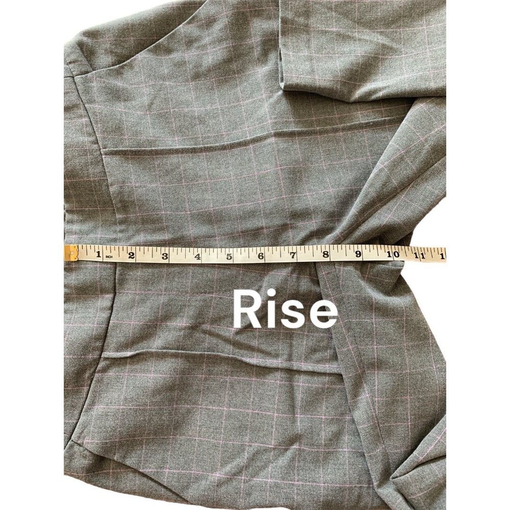Nine West Petite Relaxed Crop Gray Plaid Dress Pants Elastic Waist & Pockets PXS - Picture 3 of 11